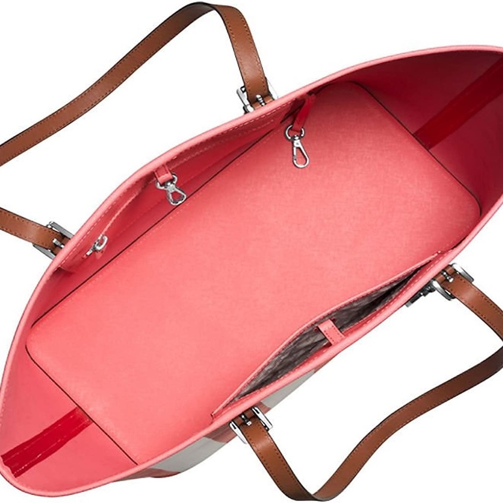 Michael Kors Coral/White Jet Set Tote - Picture 3 of 5